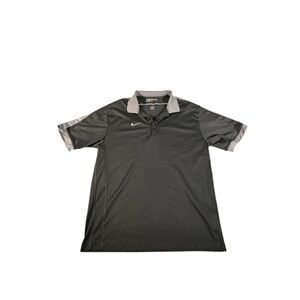 Nike Golf Dri-FIT Polo Shirt Mens Medium Black Gray Mercedes-Benz Logo